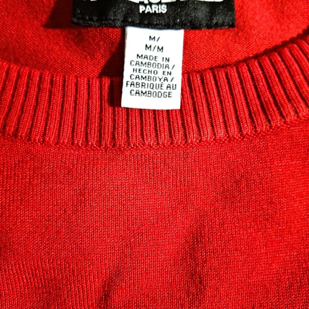Karl Lagerfeld Paris Med (8-10) Red & Black Stripe Crewneck Sweater w/ Gold Pins - Picture 6 of 15
